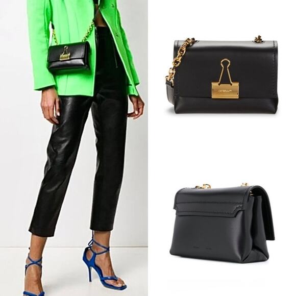 NWT Off-White Small Binder Clip Leather Crossbody Bag - Picture 1 of 15